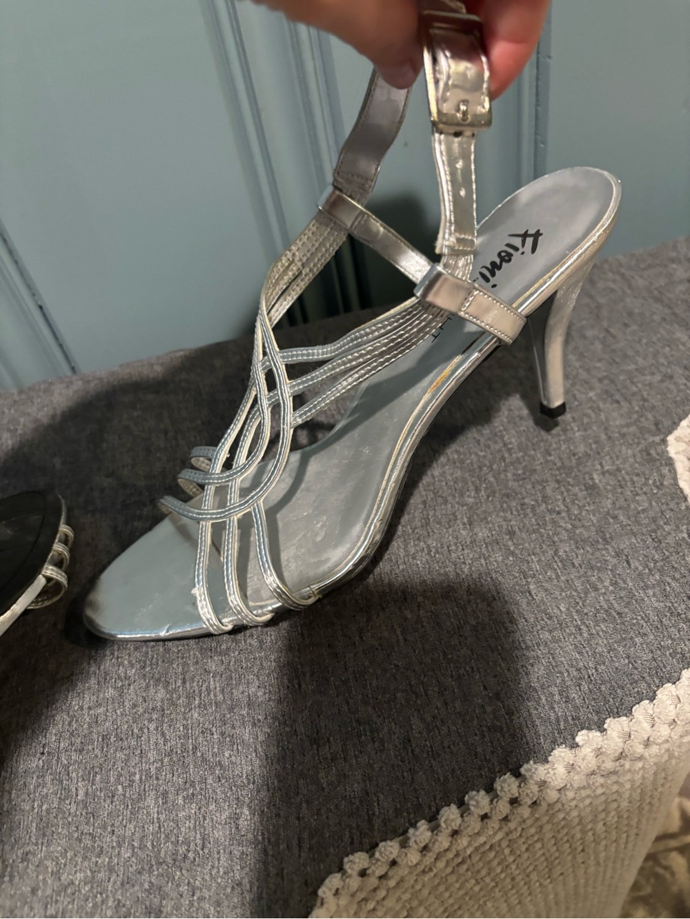 Silver Strappy High Heel Sandals - Women